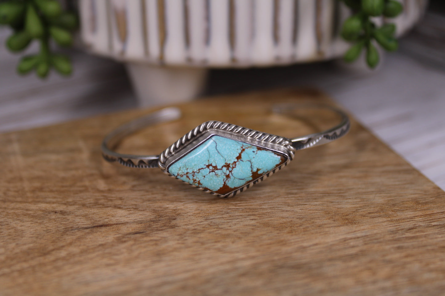 Number 8 Turquoise Cuff Bracelet – Navajo Artist Donovan Skeet