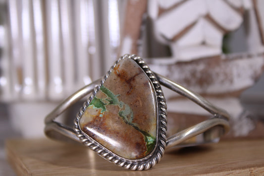 Royston Ribbon Turquoise Sterling Silver Cuff Bracelet
By Navajo Silversmith Donovan Skeet