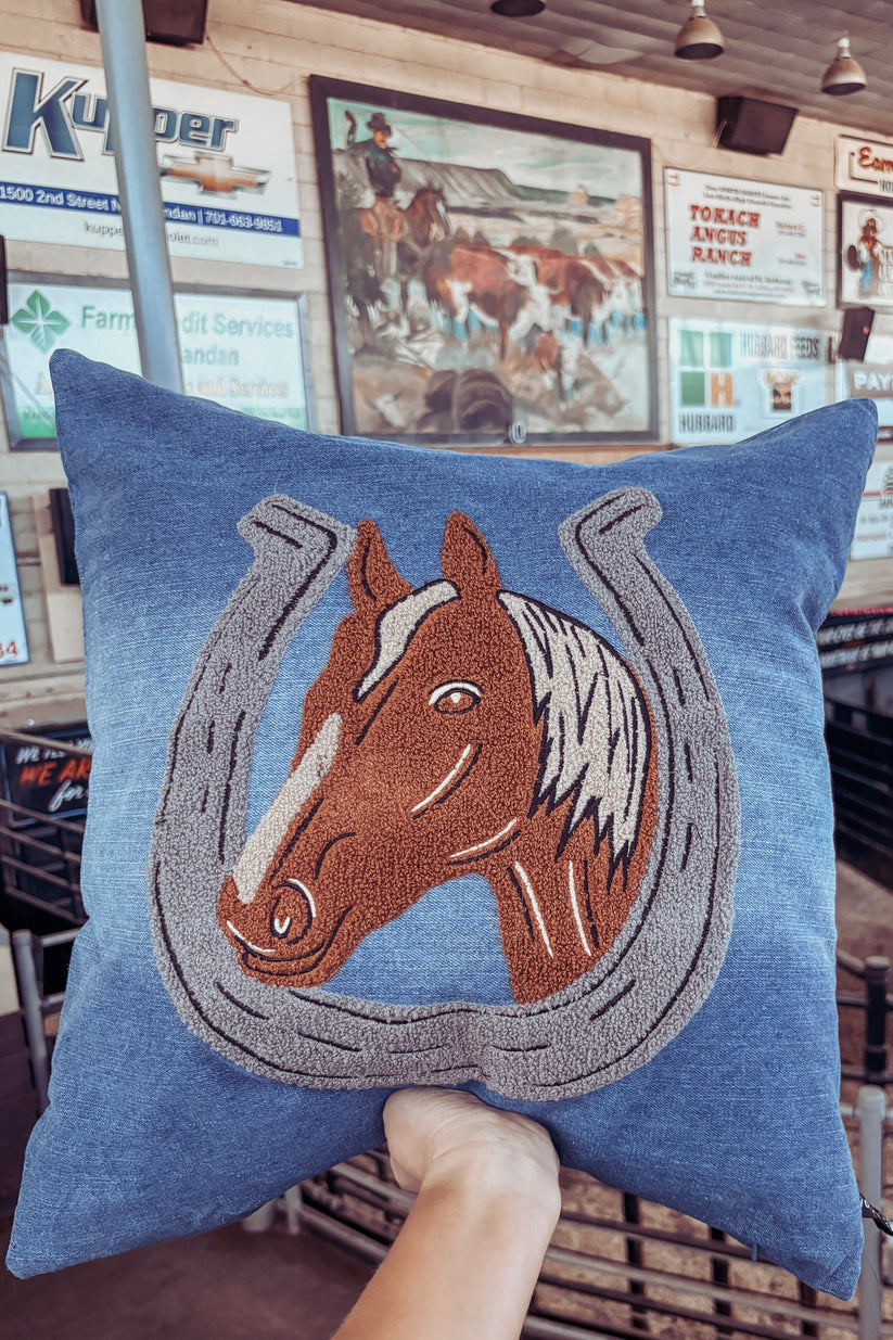 Denim Darling Horse Pillow