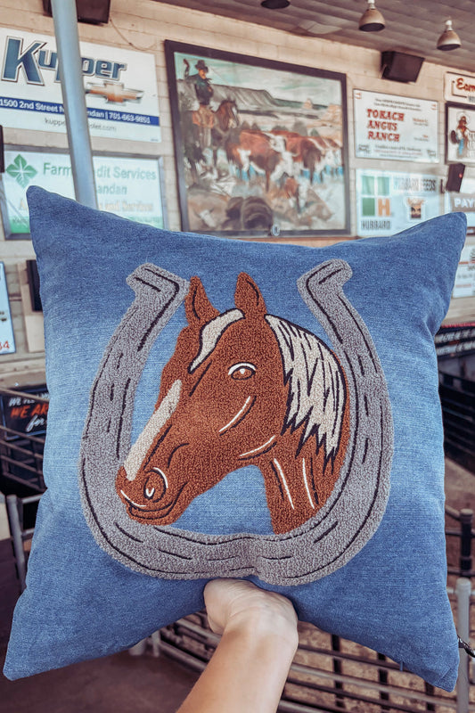 Denim Darling Horse Pillow