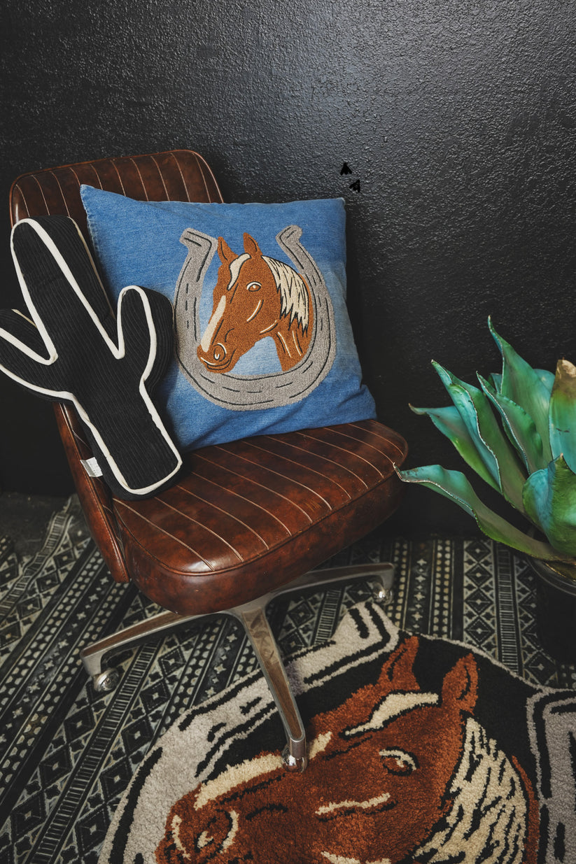 Denim Darling Horse Pillow