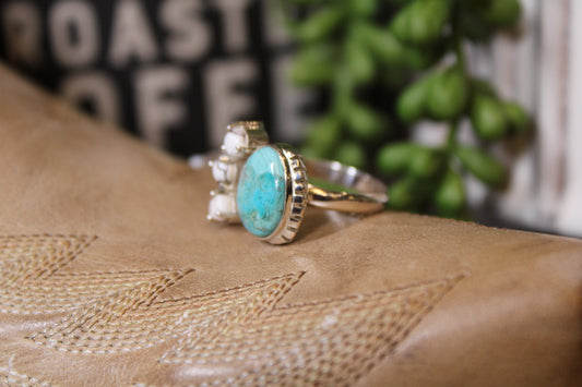 Handmade Mojave Turquoise & Wild Horse Adjustable Ring