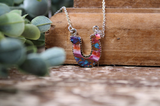 Spiny Oyster Turquoise Sterling Silver Necklace – 18” Chain