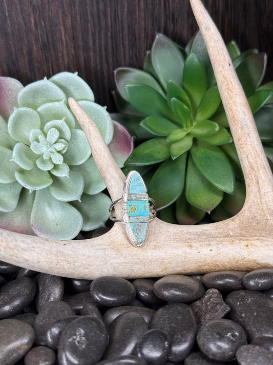 Brandon Etcitty Navajo Sterling Silver Number 8 Turquoise Ring – Size 10