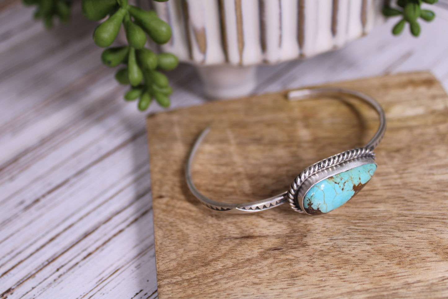 Number 8 Turquoise Cuff Bracelet – Navajo Artist Donovan Skeet