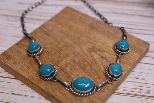Kingman Turquoise Choker Necklace – Navajo Artist Augustine Largo