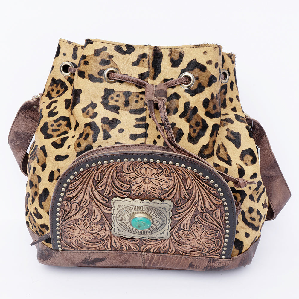 Genuine Western Leather Bucket Tote Bag