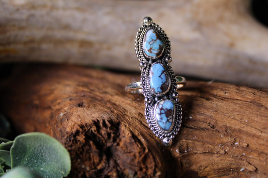 Golden Hills Turquoise Sterling Silver Ring – Size 