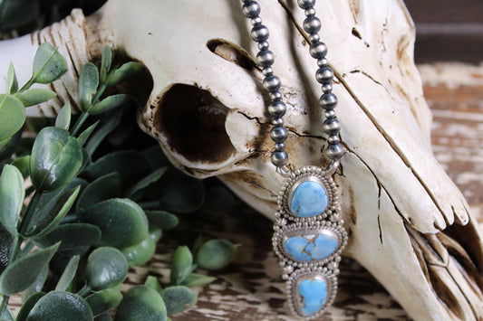 Authentic Golden Hills Turquoise Pendant Necklace – Sterling Silver