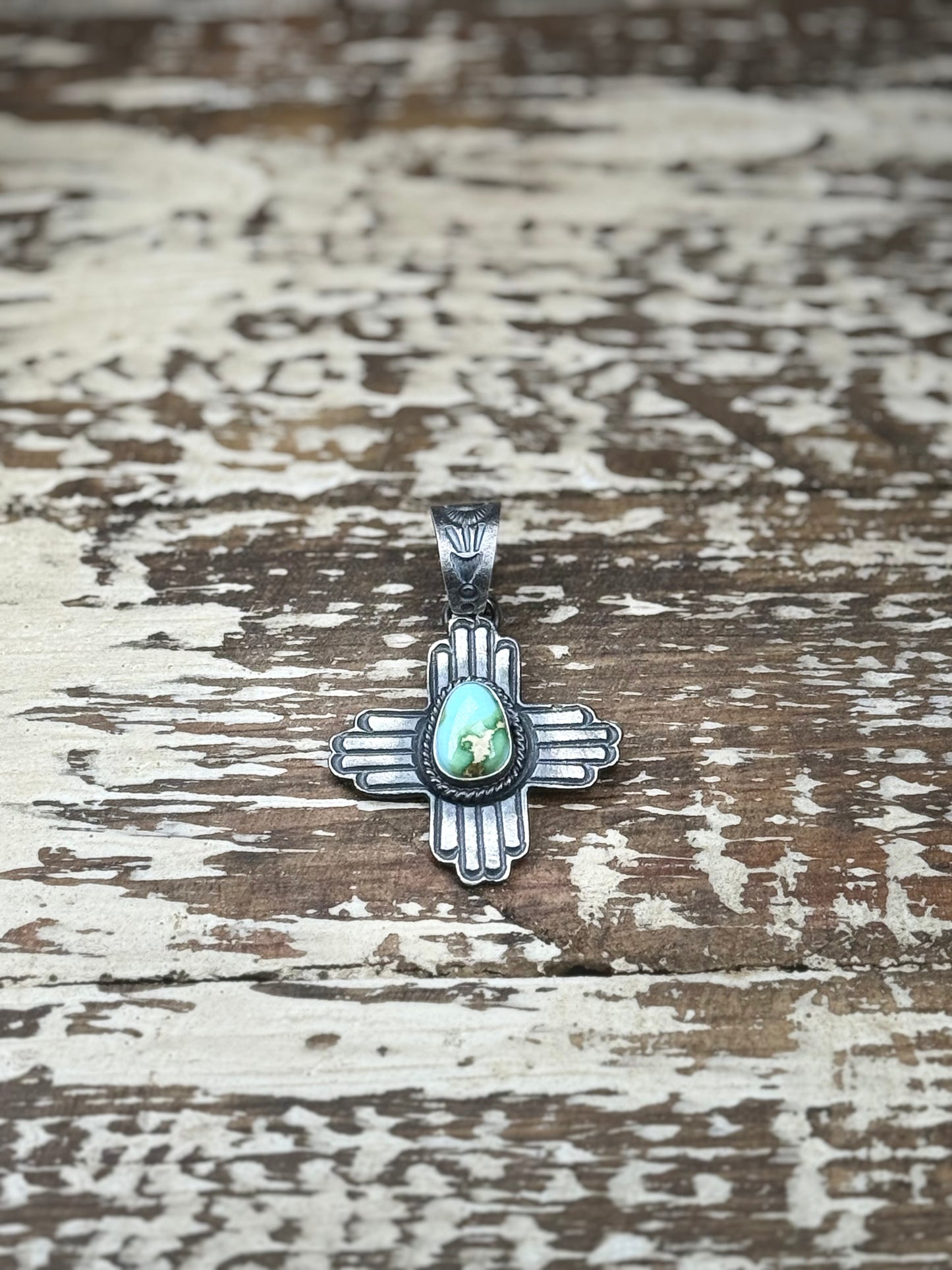Kevin Billah Navajo Sterling Silver Sonoran Gold Turquoise Zia Pendant