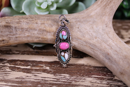 Kingman Cotton Candy Turquoise Sterling Silver Pendant