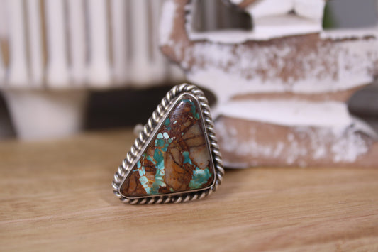 Royston Ribbon Turquoise Adjustable Ring – Handcrafted by Navajo Artist James Dixon