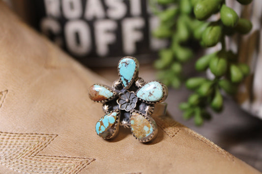 Handmade Number 8 Turquoise Adjustable Ring – Sterling Silver