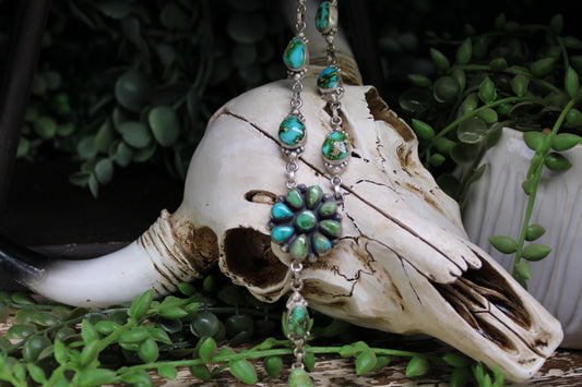 Sonoran Gold Turquoise Lariat Necklace – Sterling Silver
