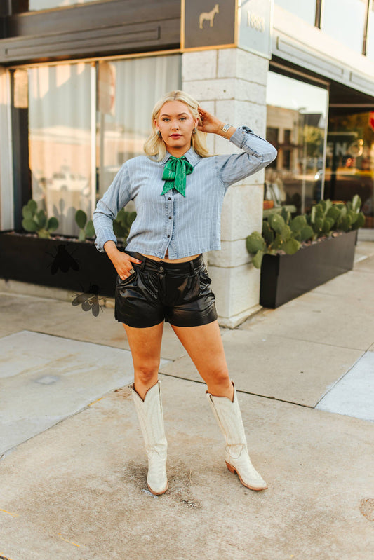Denim Top Notch Button Up
