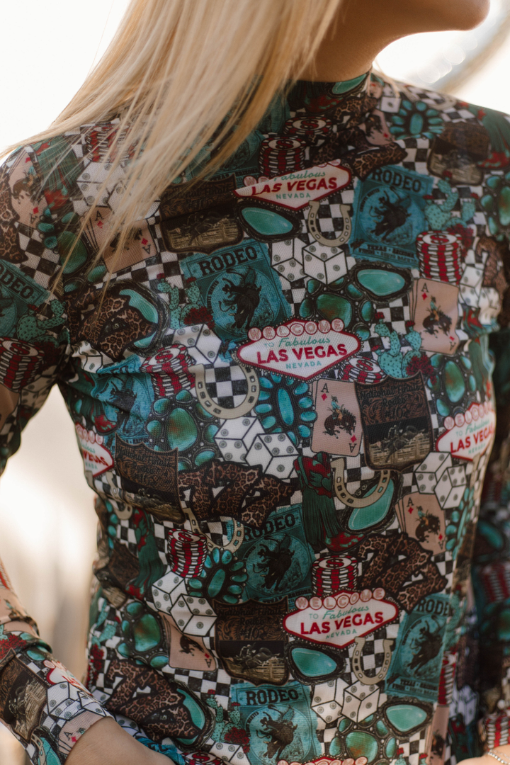 Viva Las Vegas Cowgirl Mesh Top