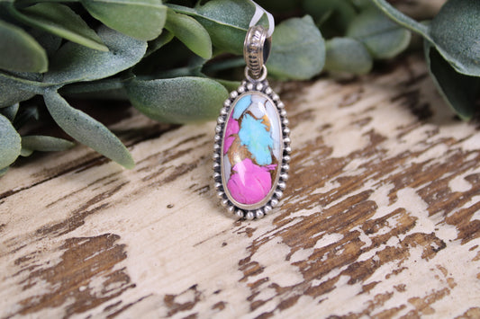 Cotton Candy Turquoise Sterling Silver Pendant