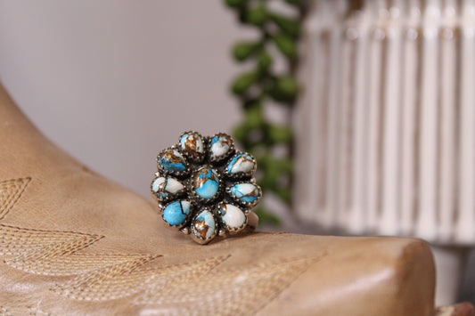 Blue Dahlia Sterling Silver Adjustable Ring – Stamped .925