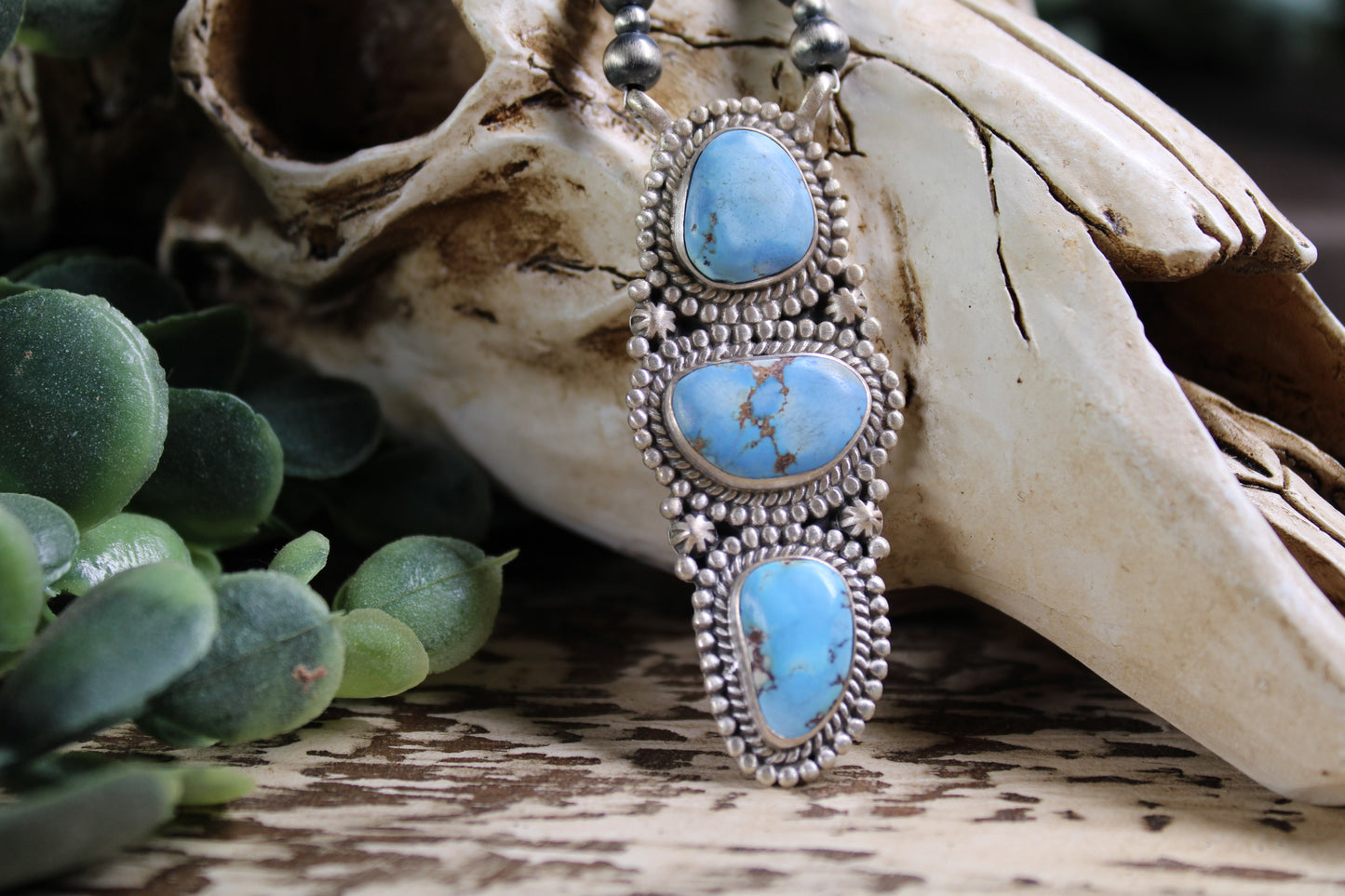 Authentic Golden Hills Turquoise Pendant Necklace – Sterling Silver