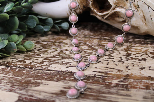 Pink Conch Lariat Necklace – Sterling Silver