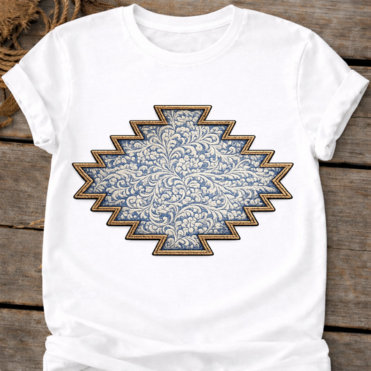 Western Embroidered Design Tee – Shapes