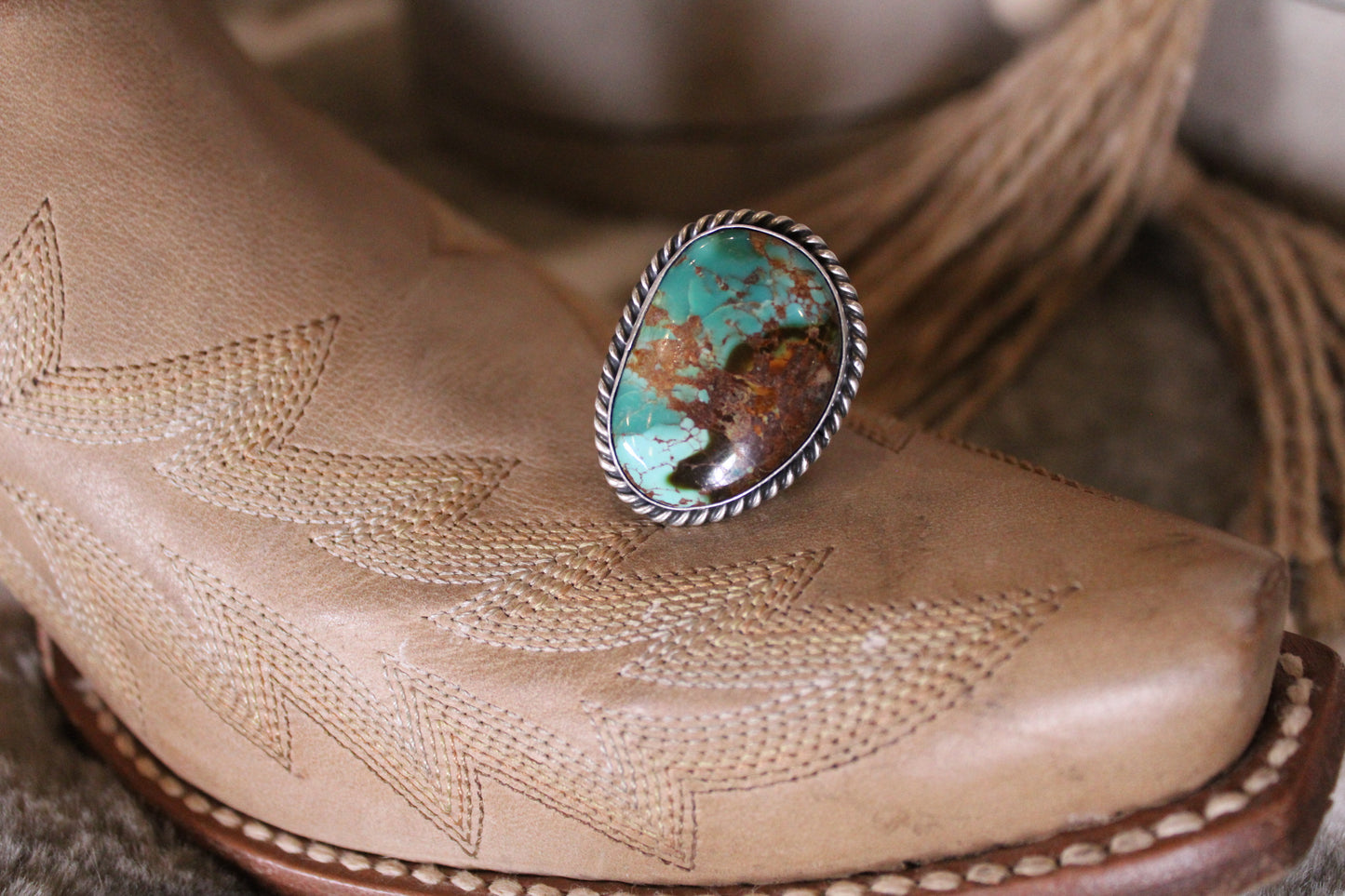 Royston Ribbon Turquoise Adjustable Ring – Donovan Skeet