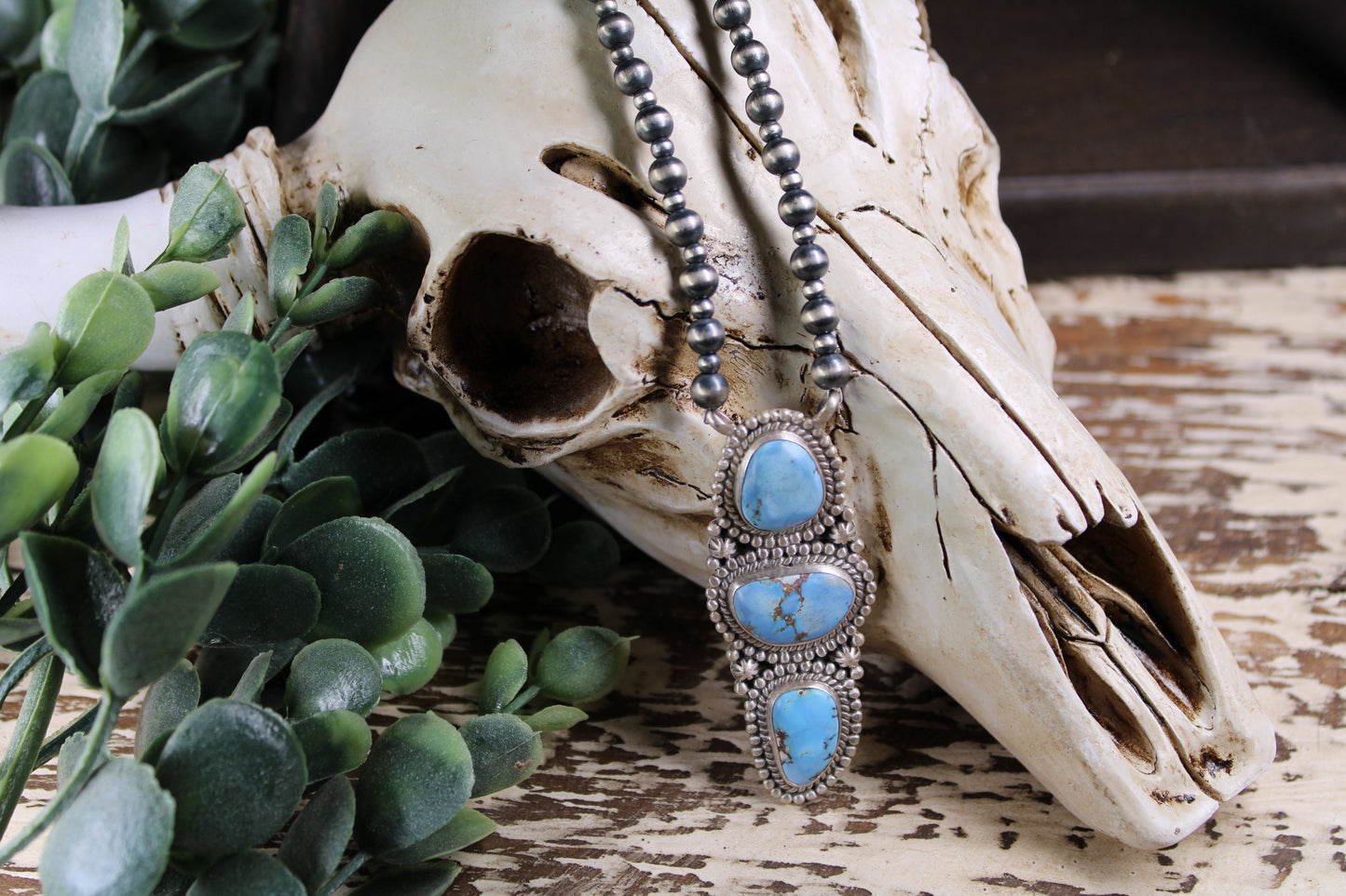 Authentic Golden Hills Turquoise Pendant Necklace – Sterling Silver