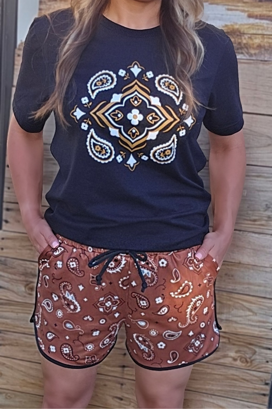 Brown Bandana Babe Shorts