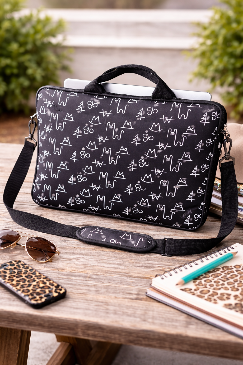 Black Brands Laptop Shoulder Bag