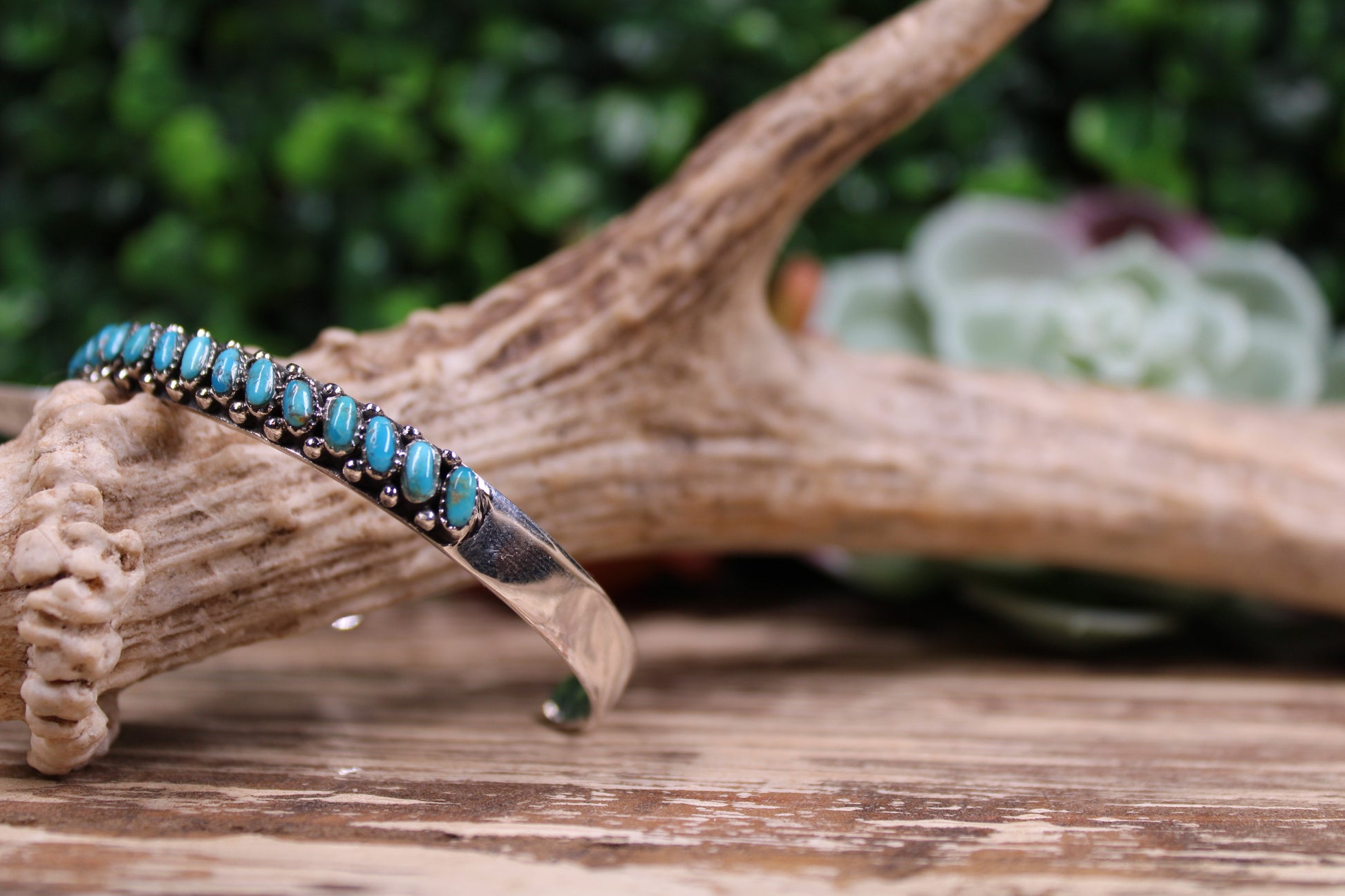 Kingman Turquoise Sterling Silver Cuff Bracelet – Size 7 with Flex