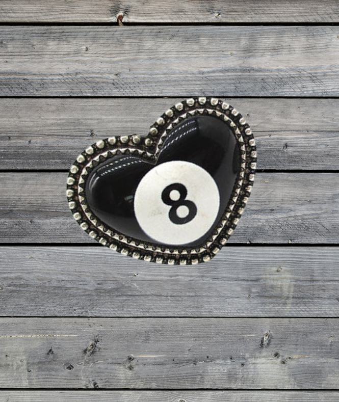 HEART 8 BALL CUFF RING