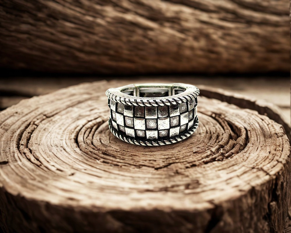 Western Checkered Stretch Ring