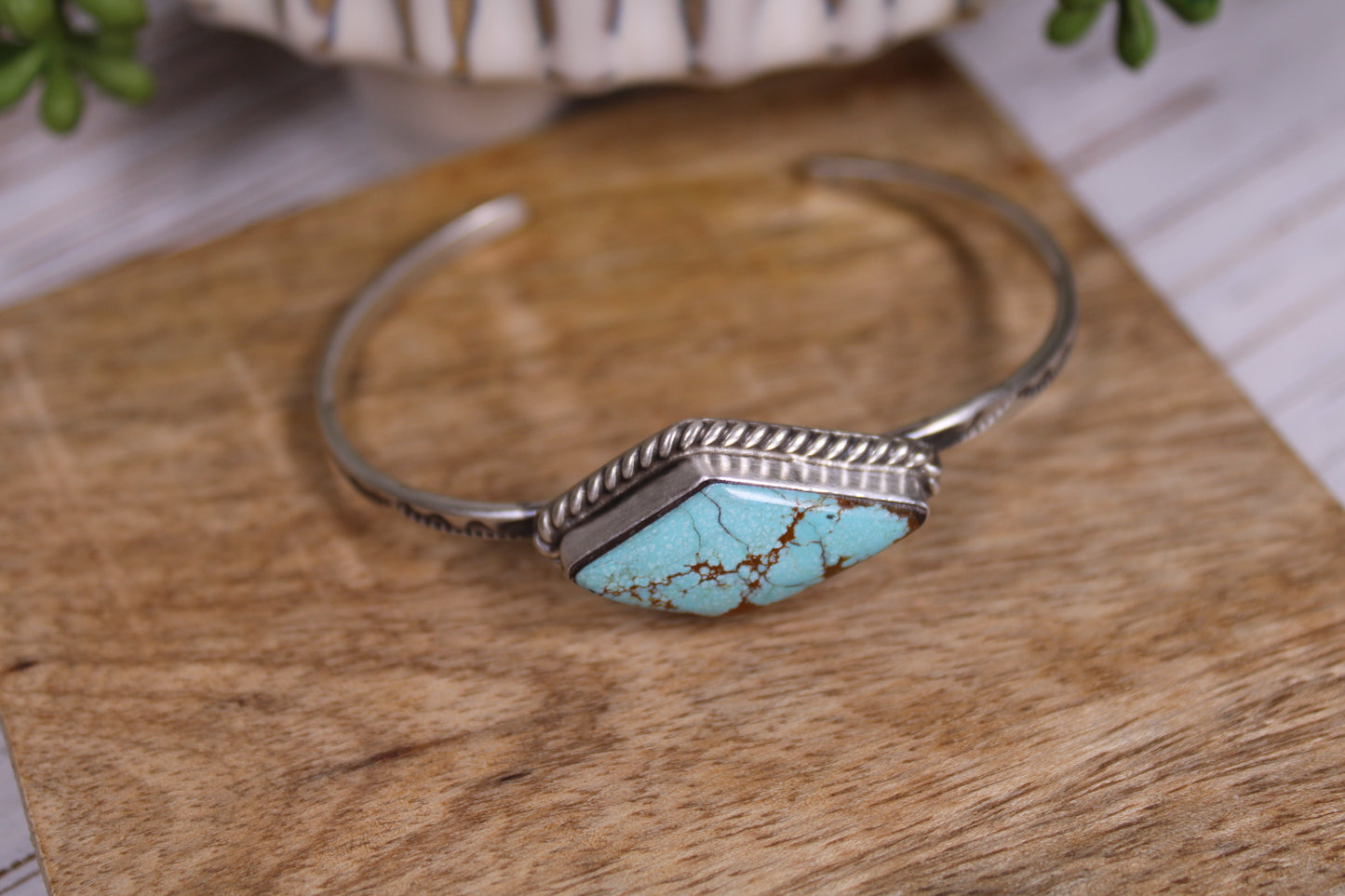 Number 8 Turquoise Cuff Bracelet – Navajo Artist Donovan Skeet