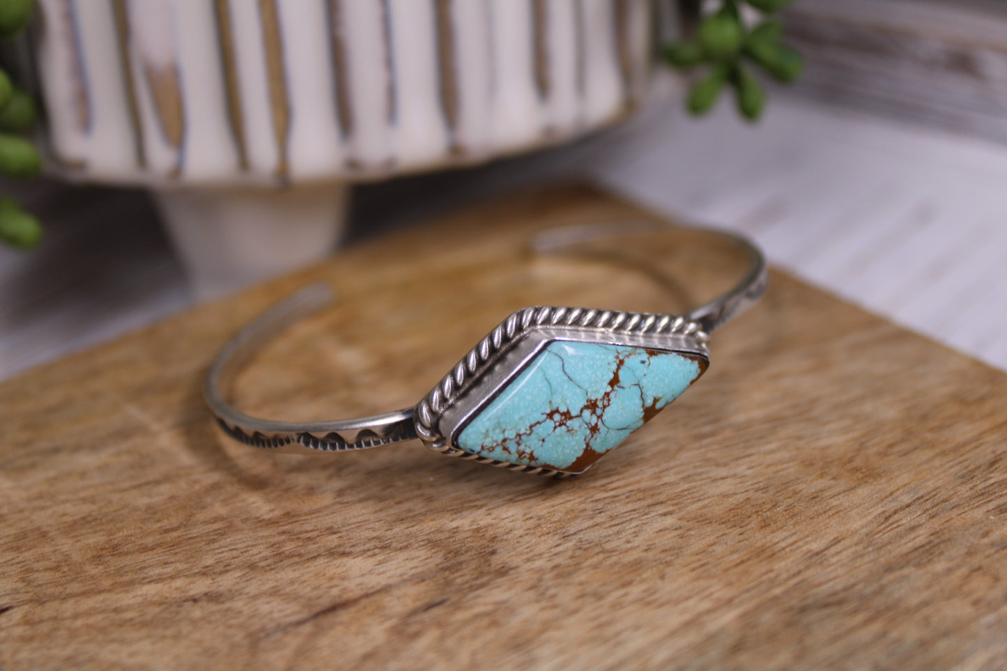 Number 8 Turquoise Cuff Bracelet – Navajo Artist Donovan Skeet