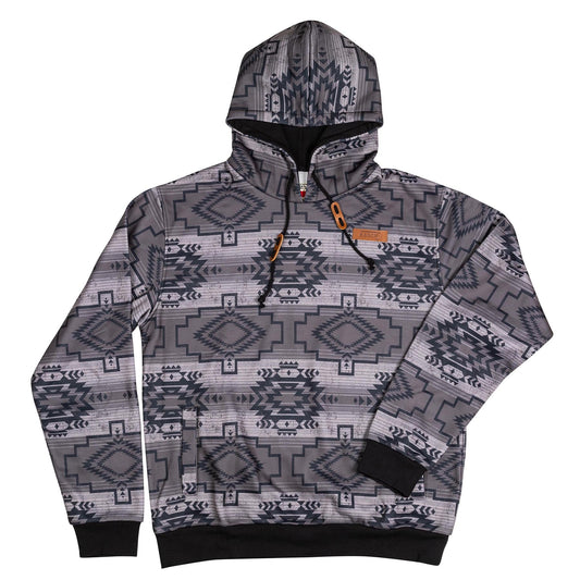 Aztec Long Sleeve Hoodie – Charcoal Grey | Lazy J Ranch