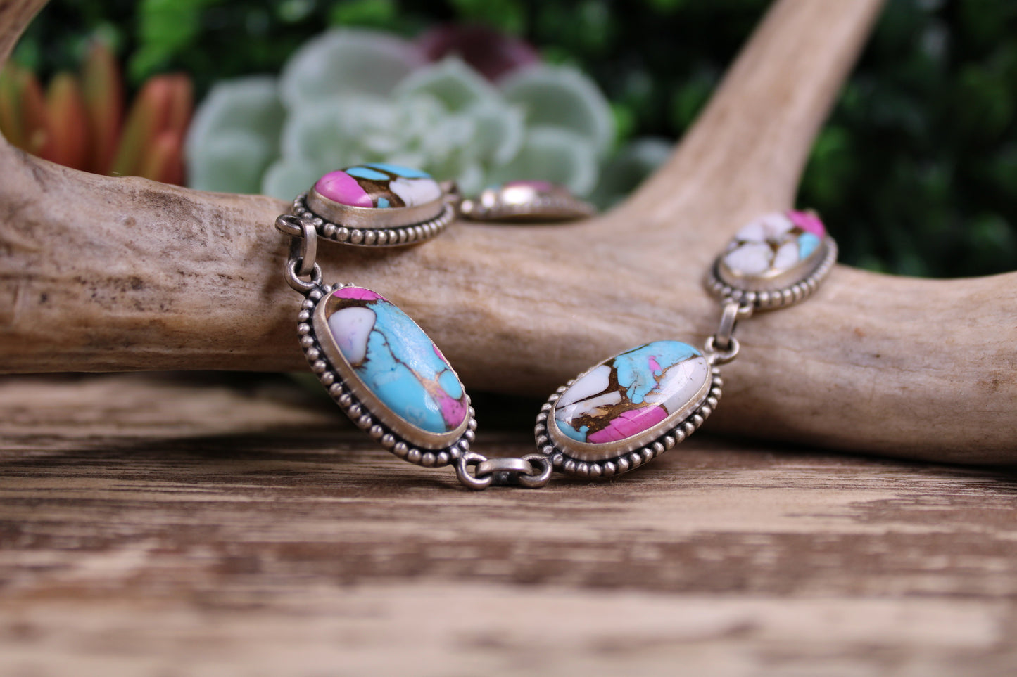 Cotton Candy Turquoise (Kingman) Sterling Silver Bracelet – Size 7.5 to 8.5