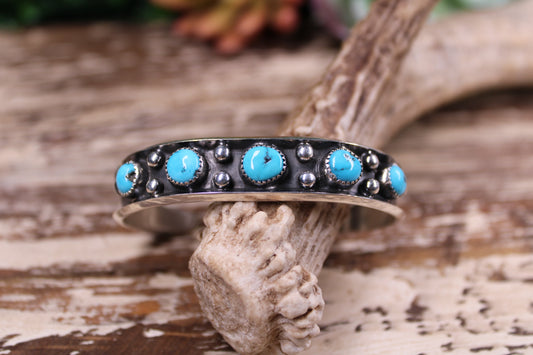 Paul Largo Navajo Sterling Silver Kingman Turquoise Cuff Bracelet – Size 7