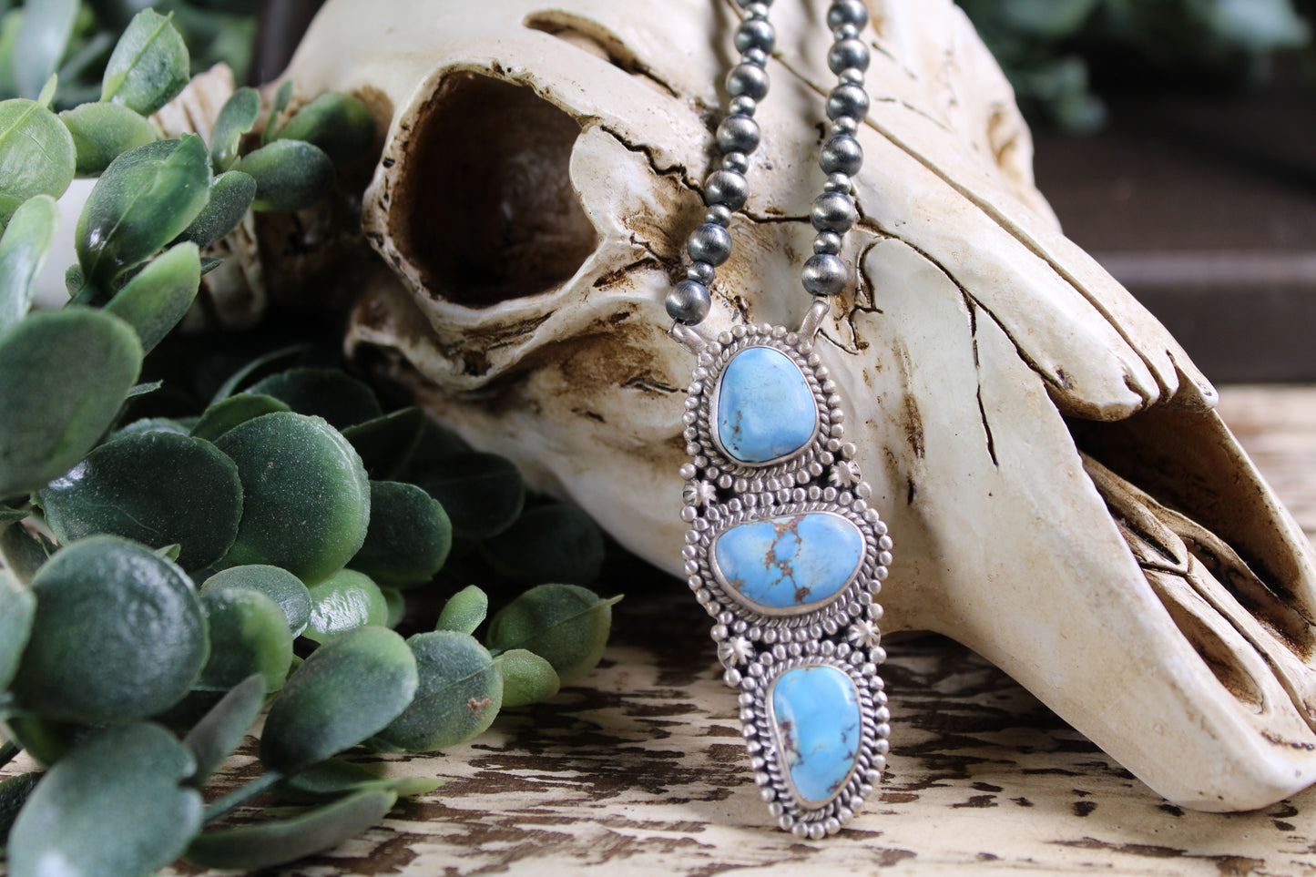 Authentic Golden Hills Turquoise Pendant Necklace – Sterling Silver