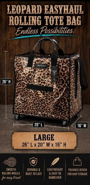 Leopard EasyHaul Rolling Tote Bag