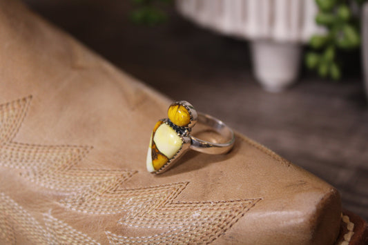 Handmade Honey Dahlia Sterling Silver Adjustable Ring 