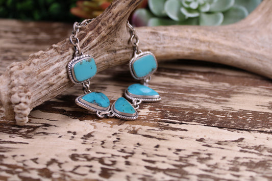 Kingman Turquoise Sterling Silver Bracelet – Adjustable 6" to 7.5"