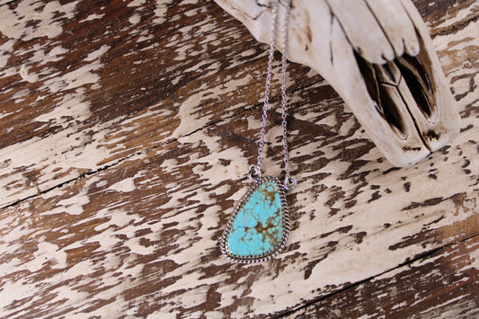 Number 8 Turquoise Sterling Silver Necklace