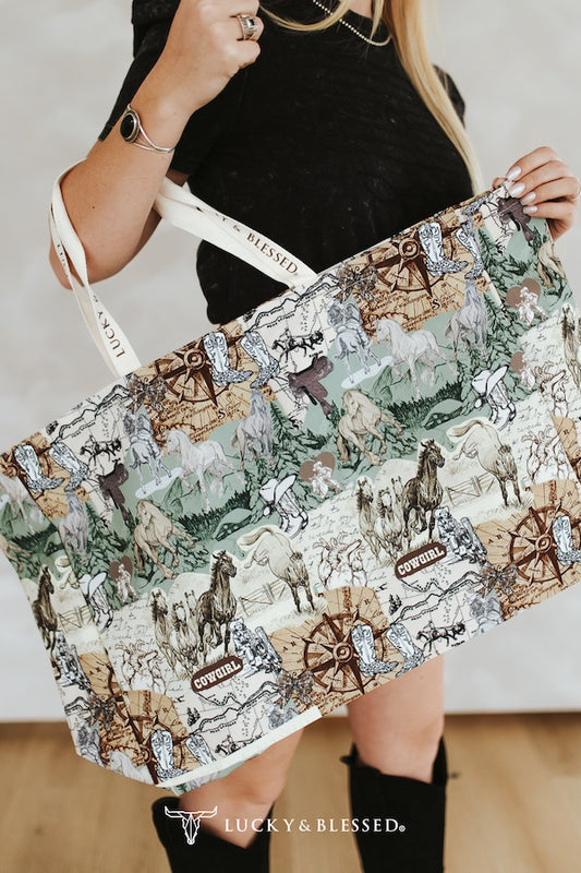 Cowgirl Scene Tote Bag