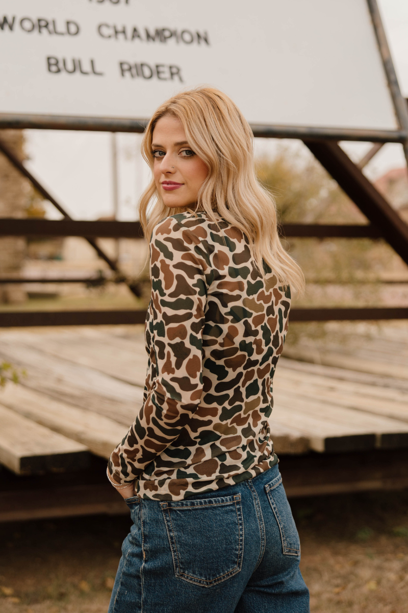 Camo “You Can’t See Me” Mesh Top