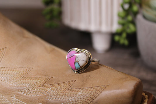 Handmade Cotton Candy Turquoise Sterling Silver Ring – Size 9, Stamped .925