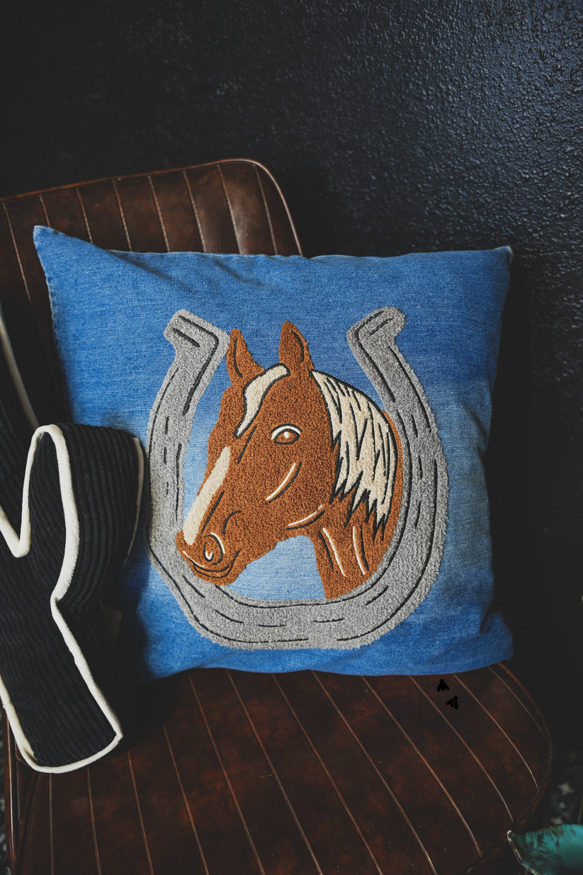 Denim Darling Horse Pillow