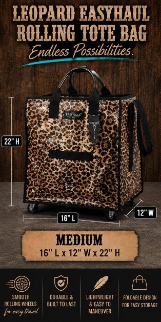 Leopard EasyHaul Rolling Tote Bag