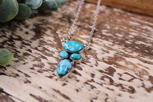 White Water Turquoise Sterling Silver Necklace – 16” Chain