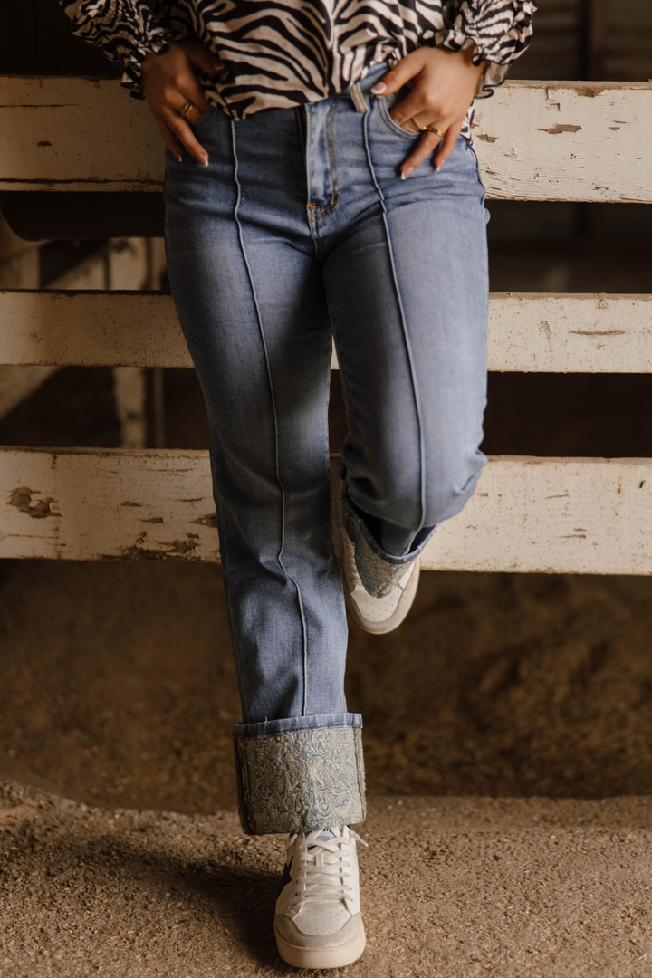 Kreek Embroidered Cuff Jeans