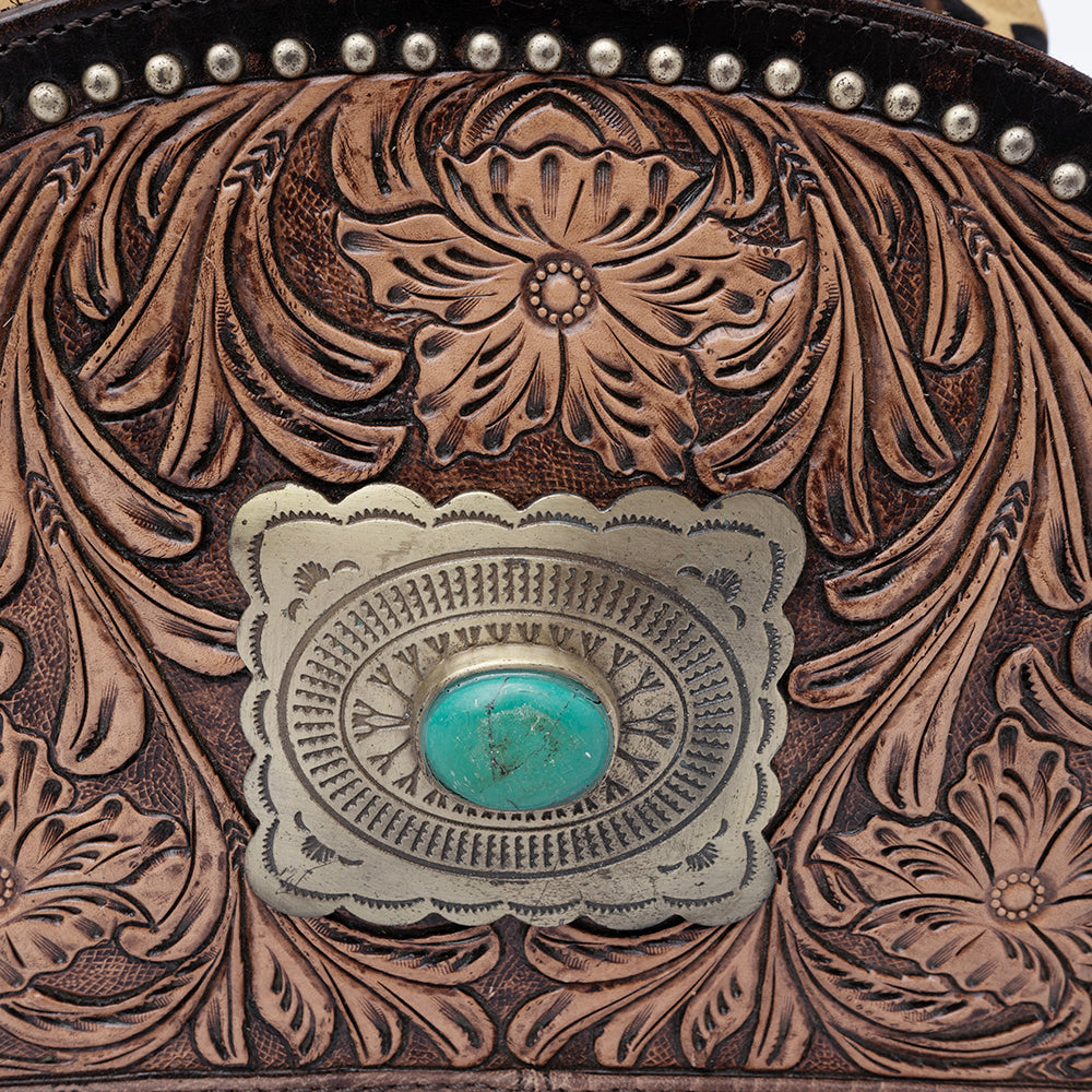 Genuine Western Leather Bucket Tote Bag